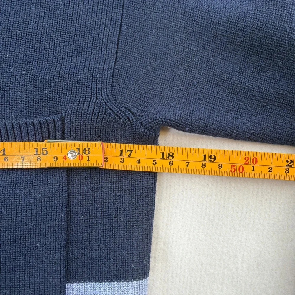 Athleta Women's XXS Merino Wool Blend Sweater Navy Blue Colorblock Pocket